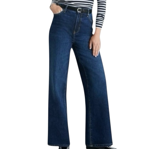 Free Assembly Denim - Free Assembly Super High Rise Wide Leg Jeans Dark Wash 30” Inseam Size 6
